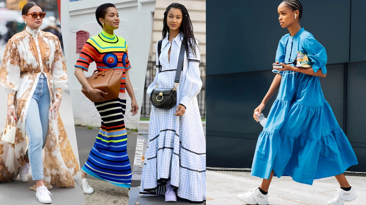 How To Wear A Long Dress With Sneakers
